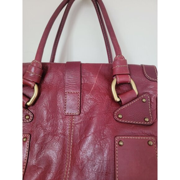 Nicoli Italia Blood Red Leather Handbag Shoulder Bag - Made In Italy - Picture 5 of 10